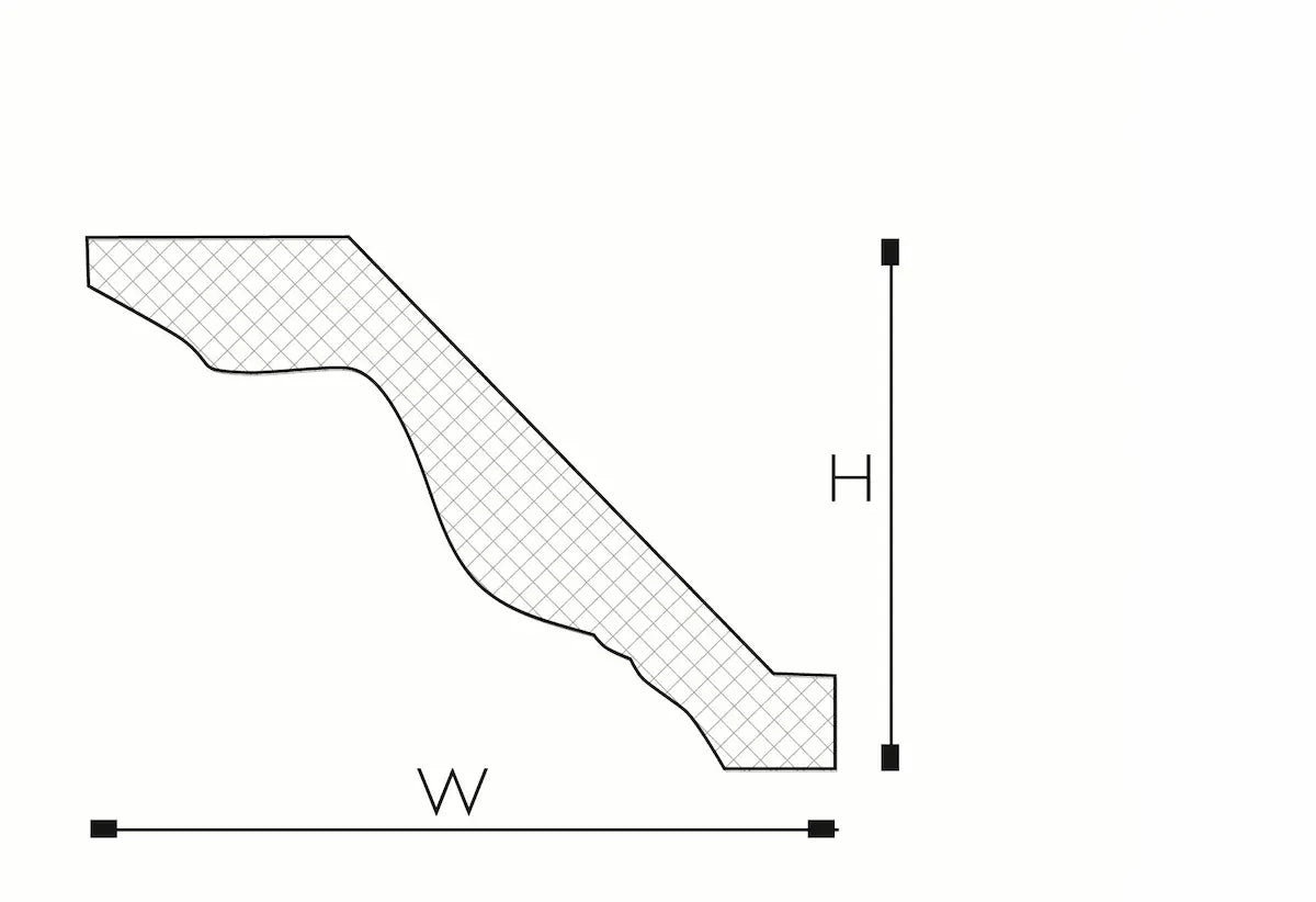 Dimensions of Anastasia Z74 2.44m W 200mm x H 138mm NMC Ceiling Coving | DecorMania UK